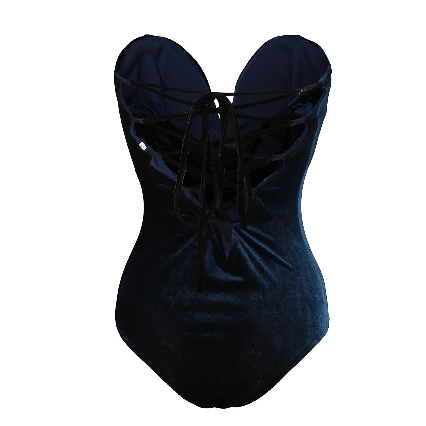 Velvet Strapless Lace Up Bodysuit