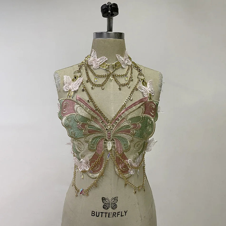 Embroidery Butterfly Top