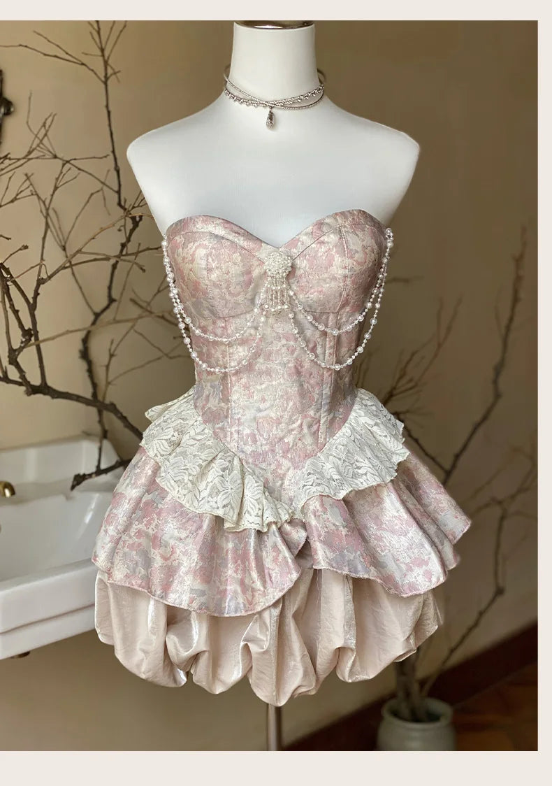 Jacquard Strapless Corset Dress