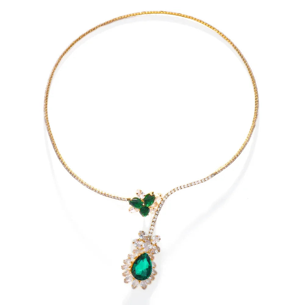Emerald Crystal Cuff Collar Necklace