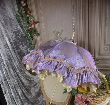 Homemade Satin Lace Long Handle Umbrella