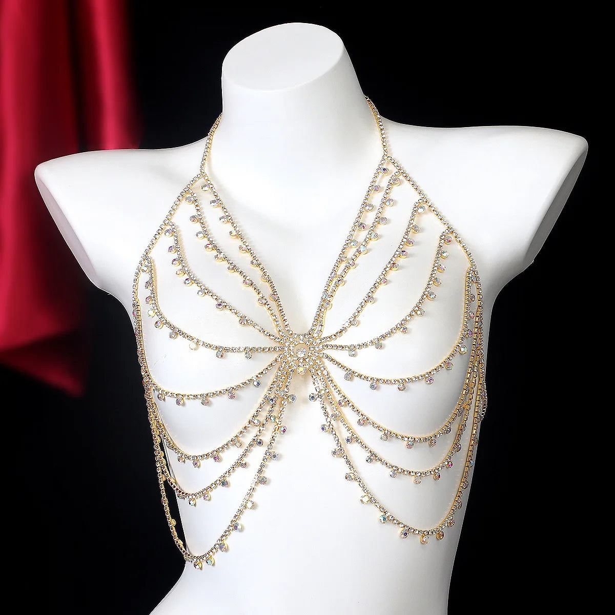 Rhinestone Web Body Chain