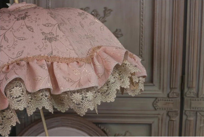 Homemade Satin Lace Long Handle Umbrella
