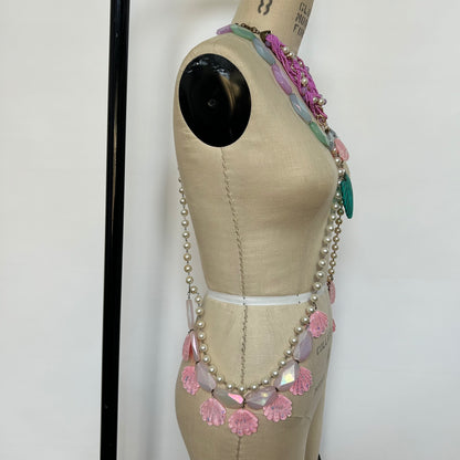 Pastel mermaid seashell pearl body chain