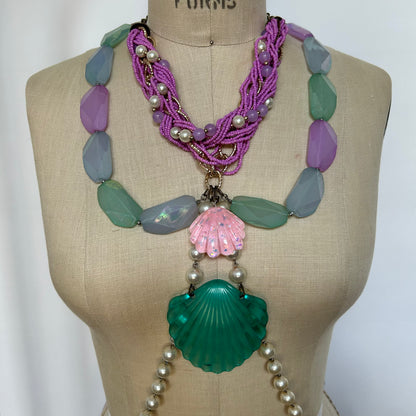 Pastel mermaid seashell pearl body chain