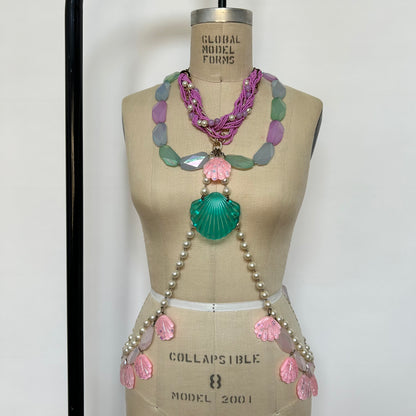 Pastel mermaid seashell pearl body chain