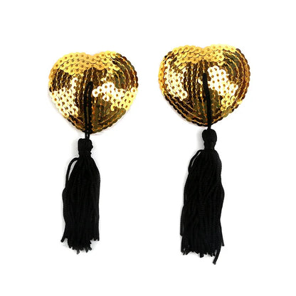 Sequin Tassels Heart Shape Nipple Stickers Pasties