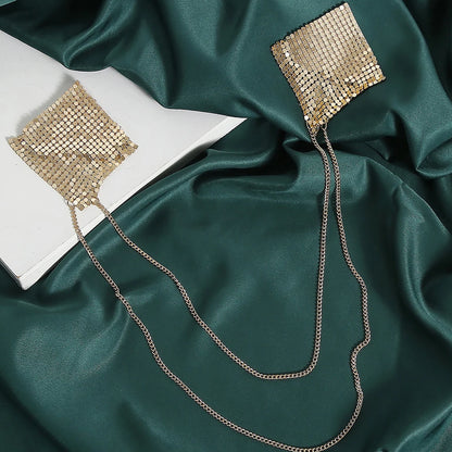 Chainmail Metal  Chain Tassel Self-Adhesive Pasties