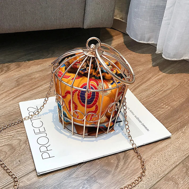 Birdcage Metal Frame Bucket Bag