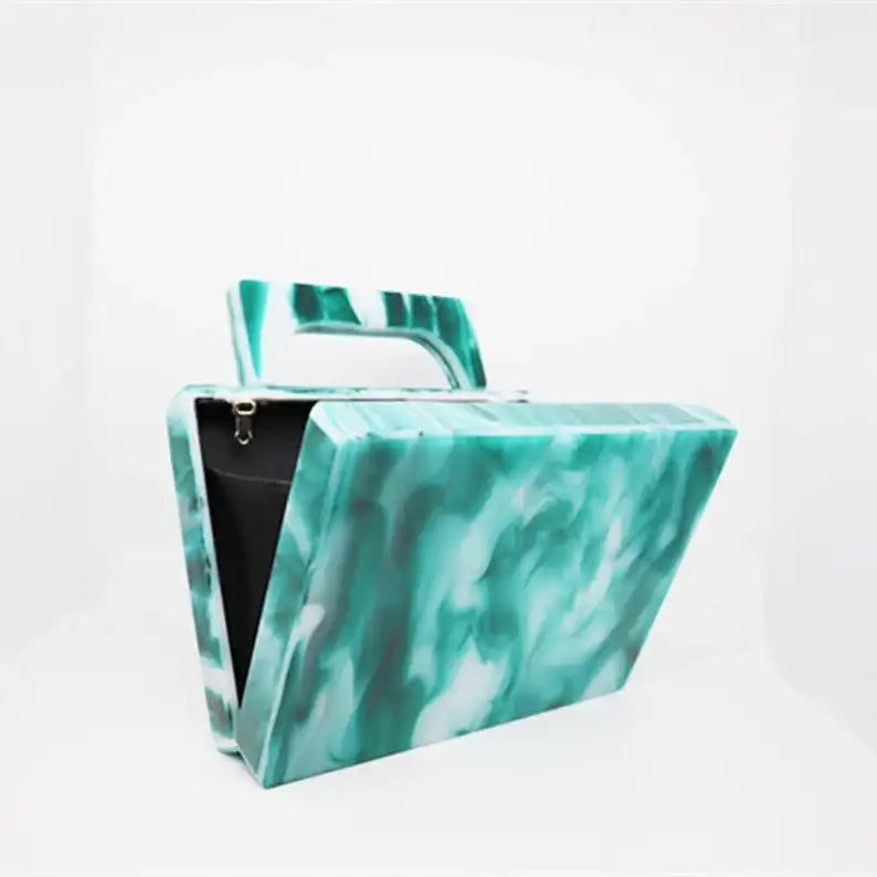 Pearl Green Marble Acrylic Clutch