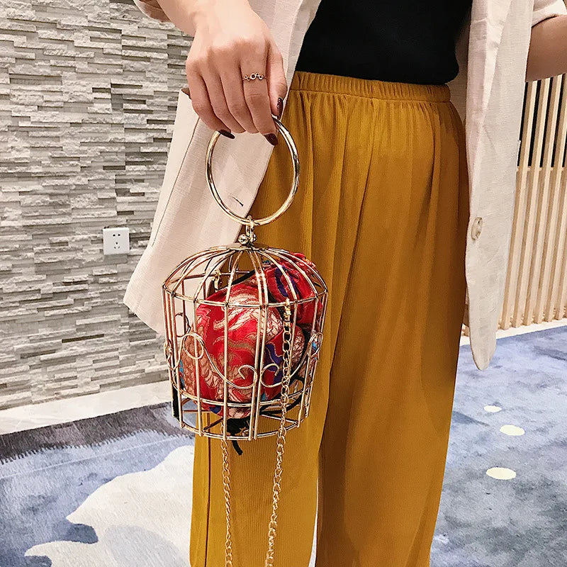 Birdcage Metal Frame Bucket Bag