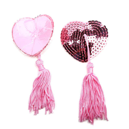 Sequin Tassels Heart Shape Nipple Stickers Pasties