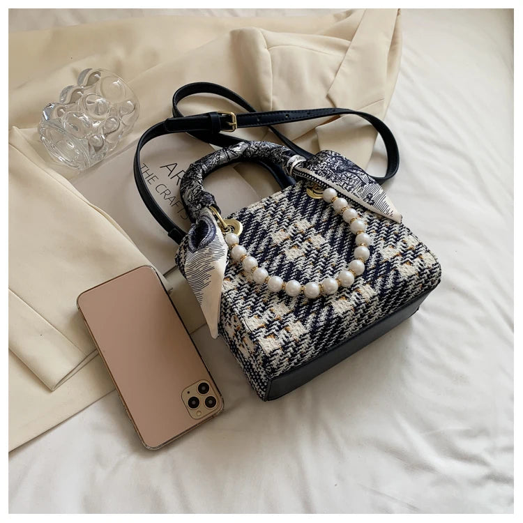 Tweed Pearl Handbag