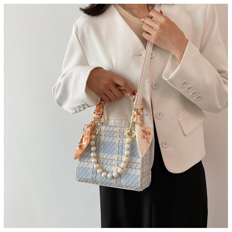 Tweed Pearl Handbag