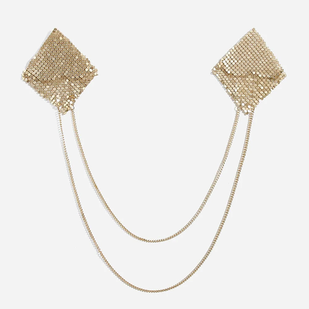 Chainmail Metal  Chain Tassel Self-Adhesive Pasties