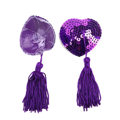 Sequin Tassels Heart Shape Nipple Stickers Pasties