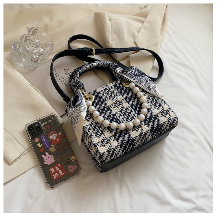 Tweed Pearl Handbag