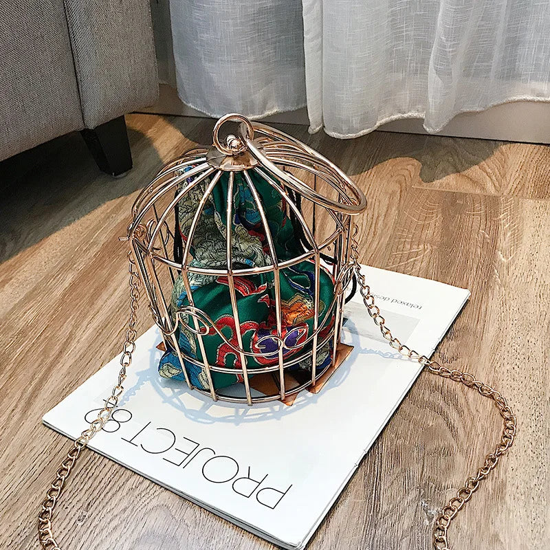 Birdcage Metal Frame Bucket Bag