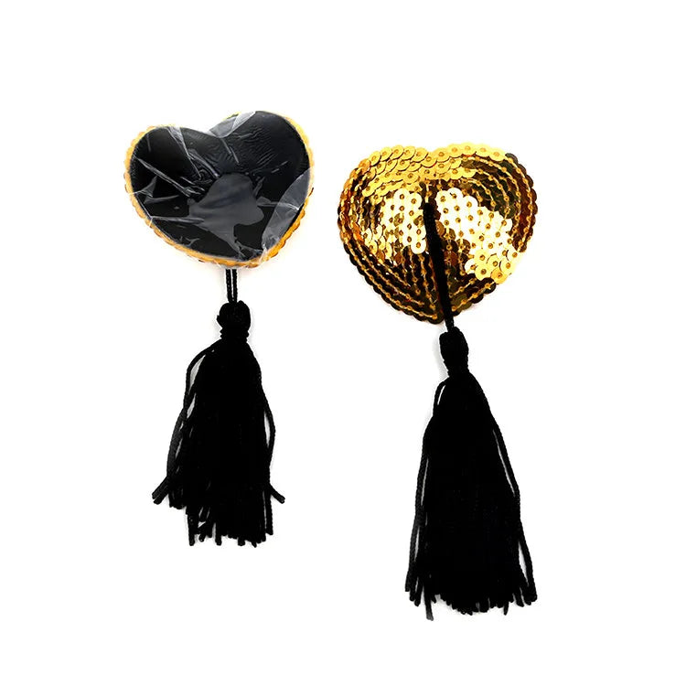Sequin Tassels Heart Shape Nipple Stickers Pasties