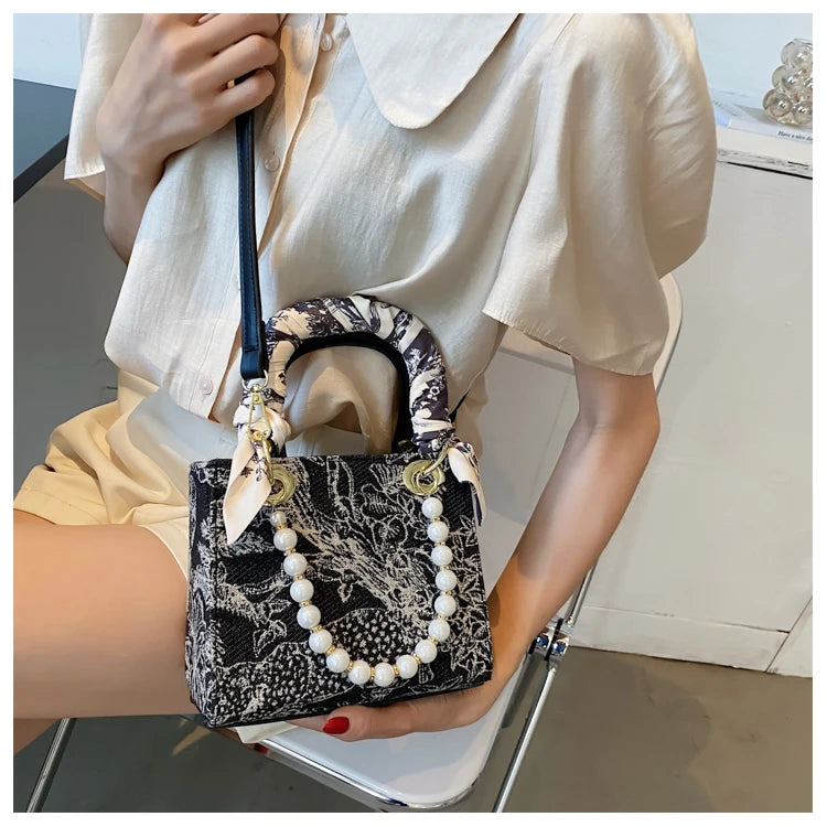 Tweed Pearl Handbag