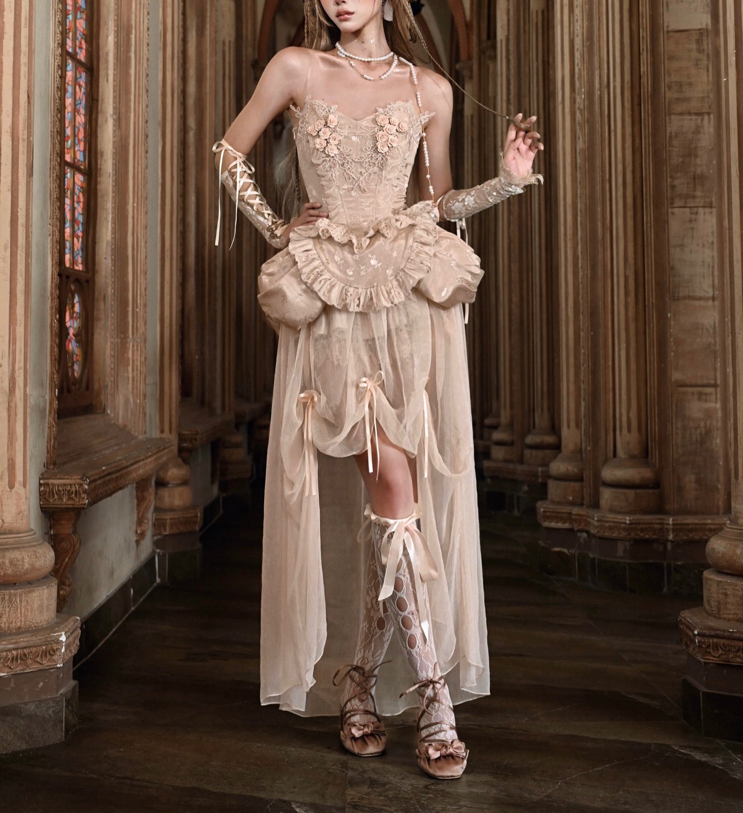 Rococo High Low Corset & Skirt Set