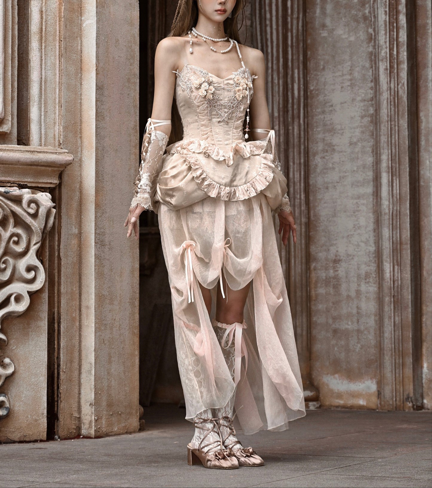 Rococo High Low Corset & Skirt Set