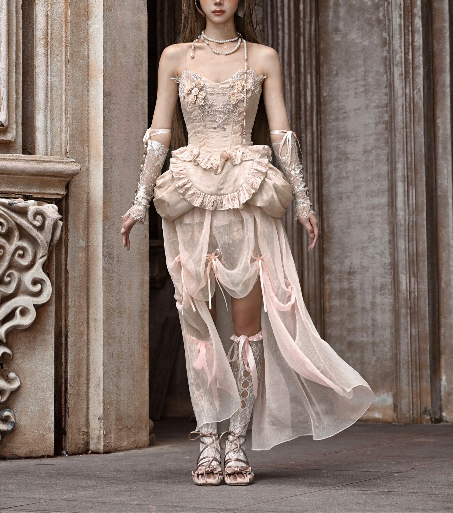 Rococo High Low Corset & Skirt Set