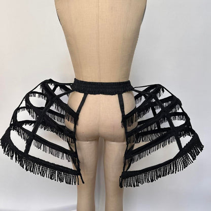 Black Victorian Fringe Cage Skirt