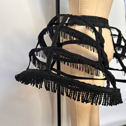 Black Victorian Fringe Cage Skirt