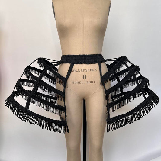 Black Victorian Fringe Cage Skirt