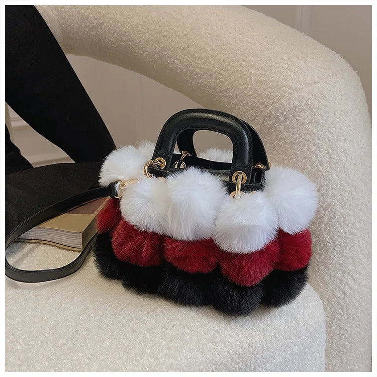 Faux Fur Pom Pom Purse