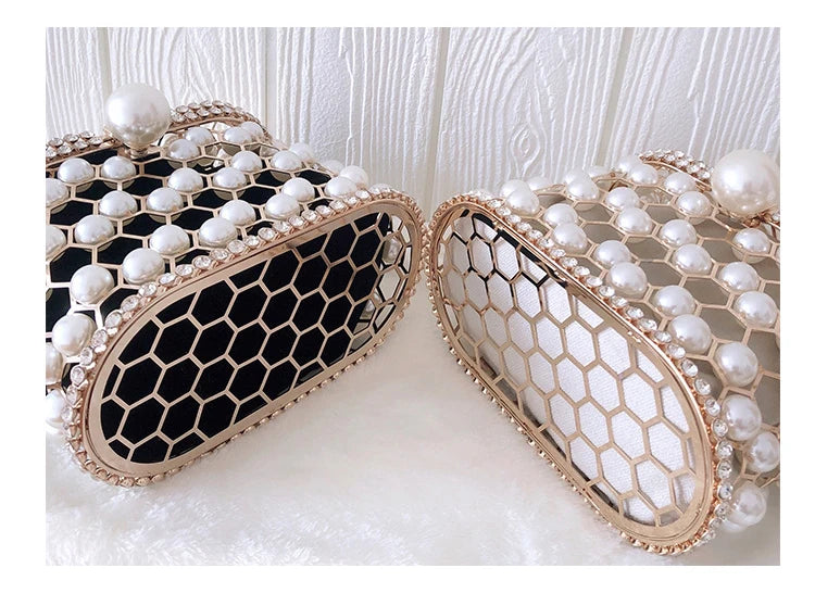 Pearl Rhinestone Clutch