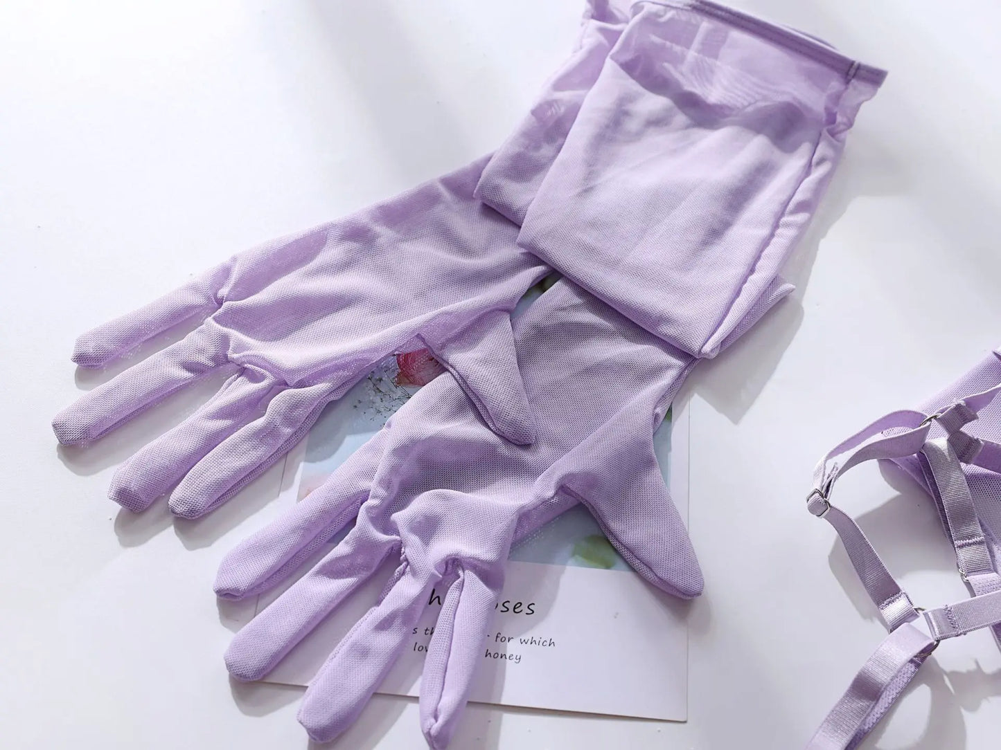 Sheer Mesh Bodysuit With Gloves  Set