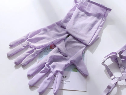 Sheer Mesh Bodysuit With Gloves  Set
