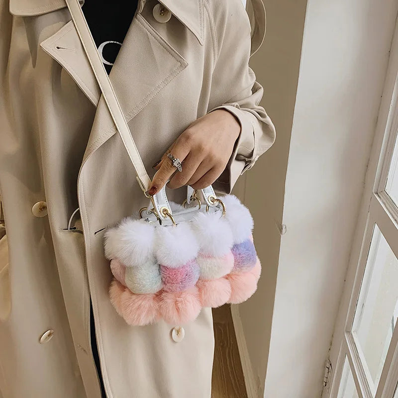 Faux Fur Pom Pom Purse