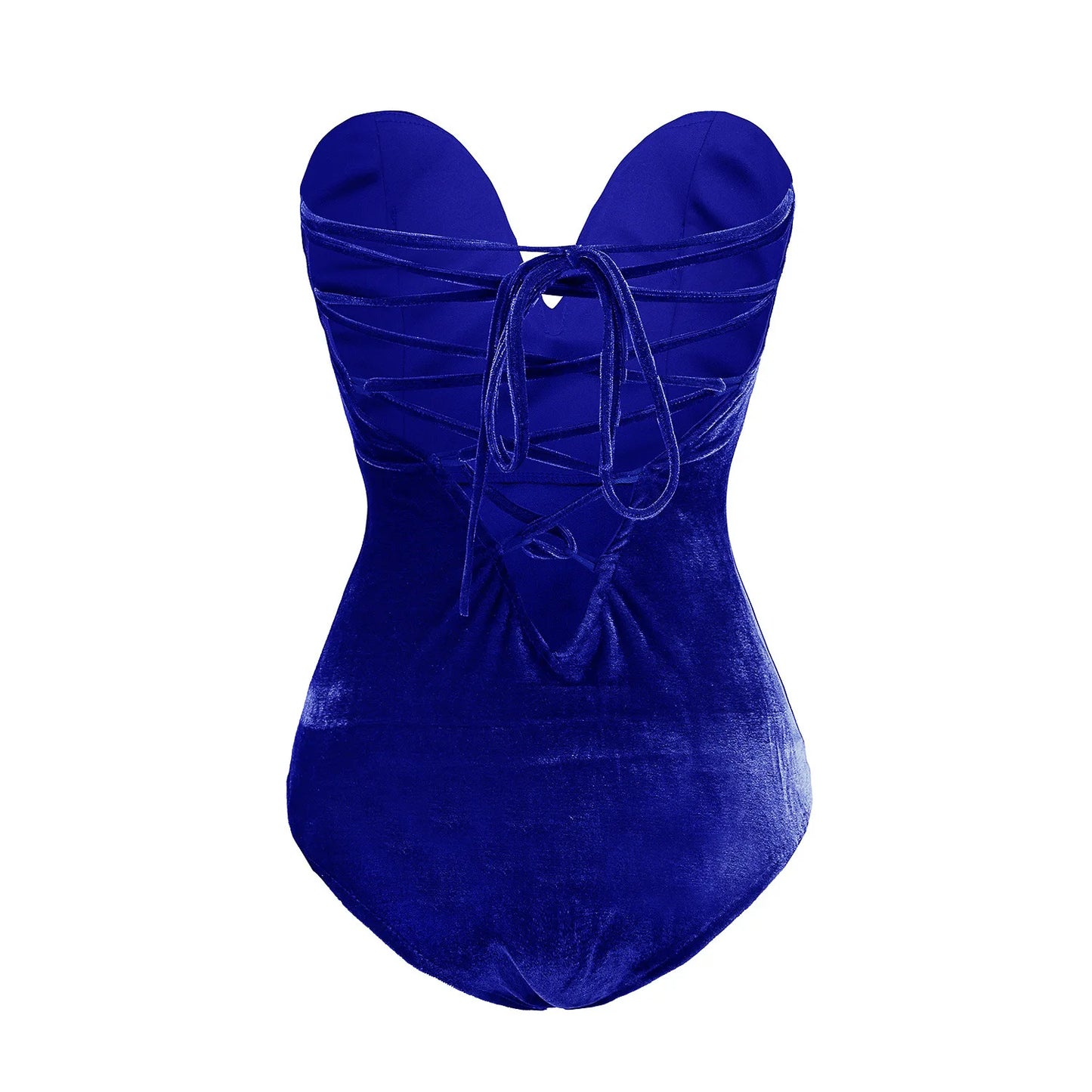 Velvet Strapless Lace Up Bodysuit