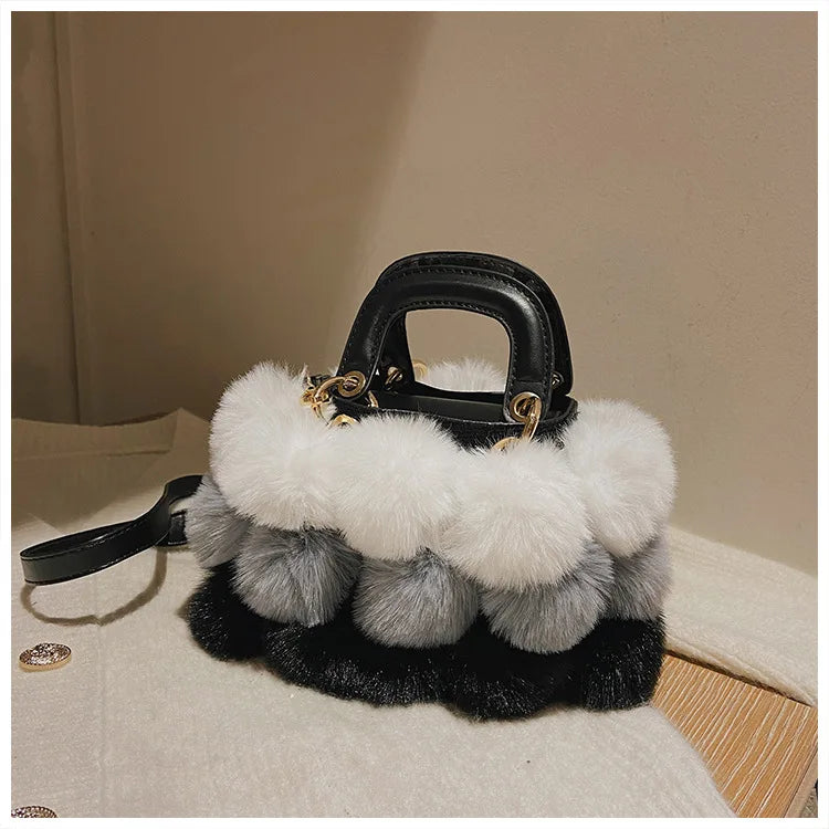 Faux Fur Pom Pom Purse