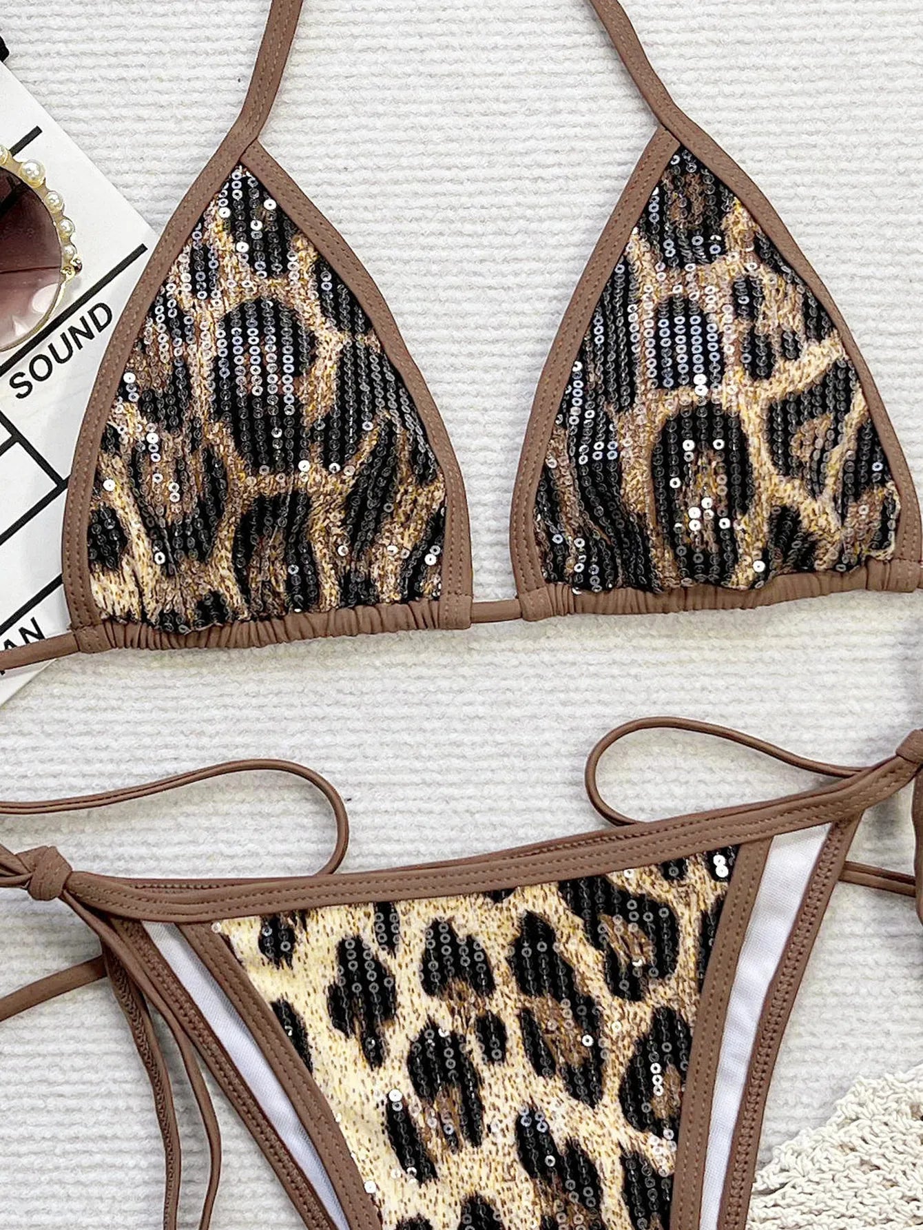 Sequin Leopard Print Bikini