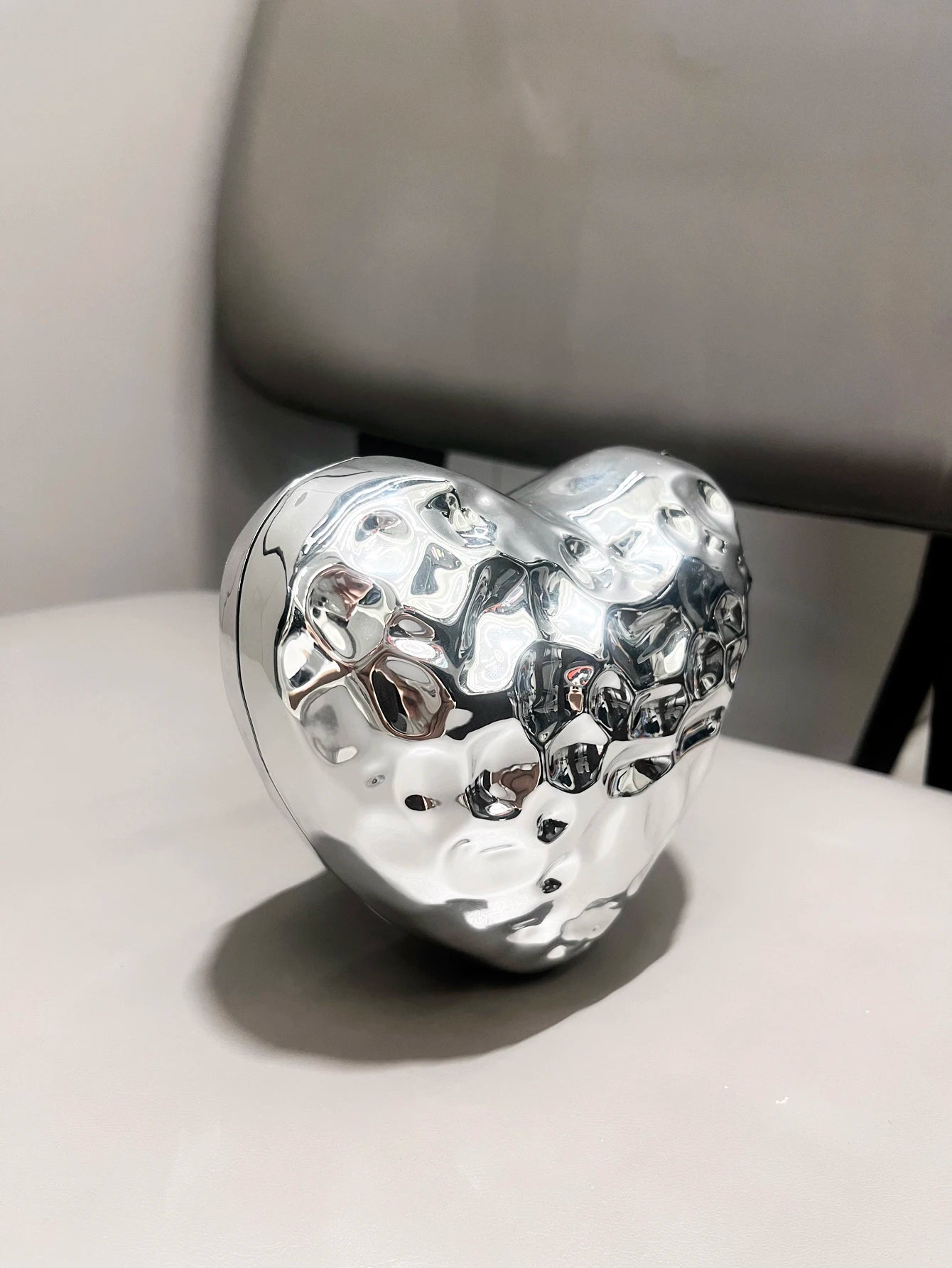 Hammered Chrome Heart Purse