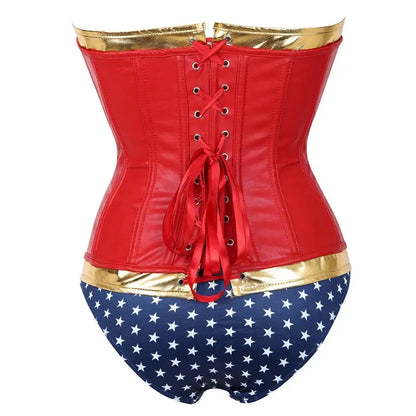 Wonder Woman Faux Leather Corset Costume