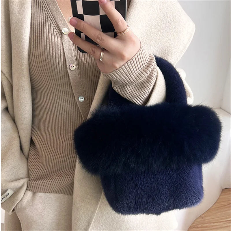 Real Mink Fur Handbag