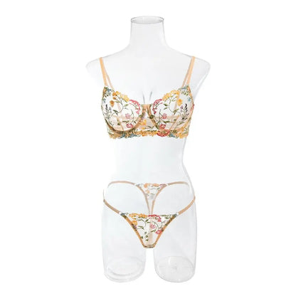 2-Piece Floral Embroidery Lingerie Set