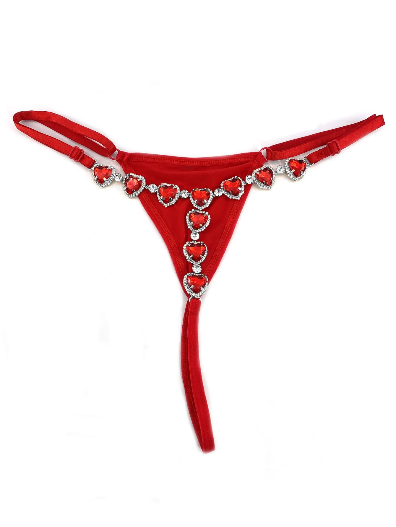 Red Heart Rhinestone Thong