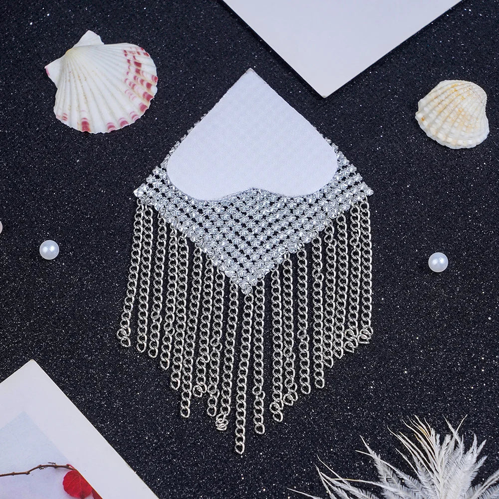 Chainmail Metal  Chain Tassel Self-Adhesive Pasties