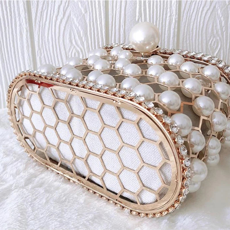 Pearl Rhinestone Clutch