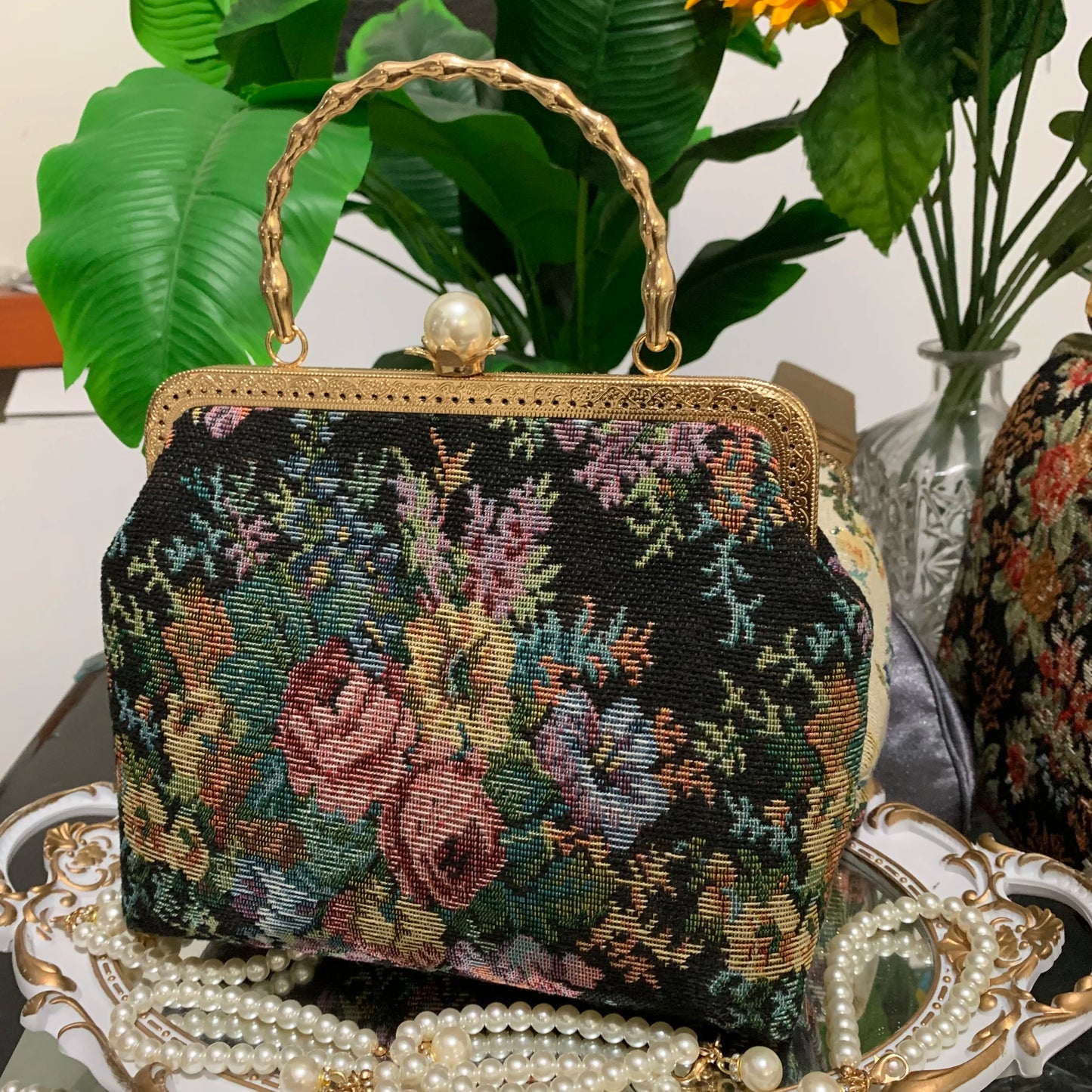 Baroque Floral Tapestry Clutch