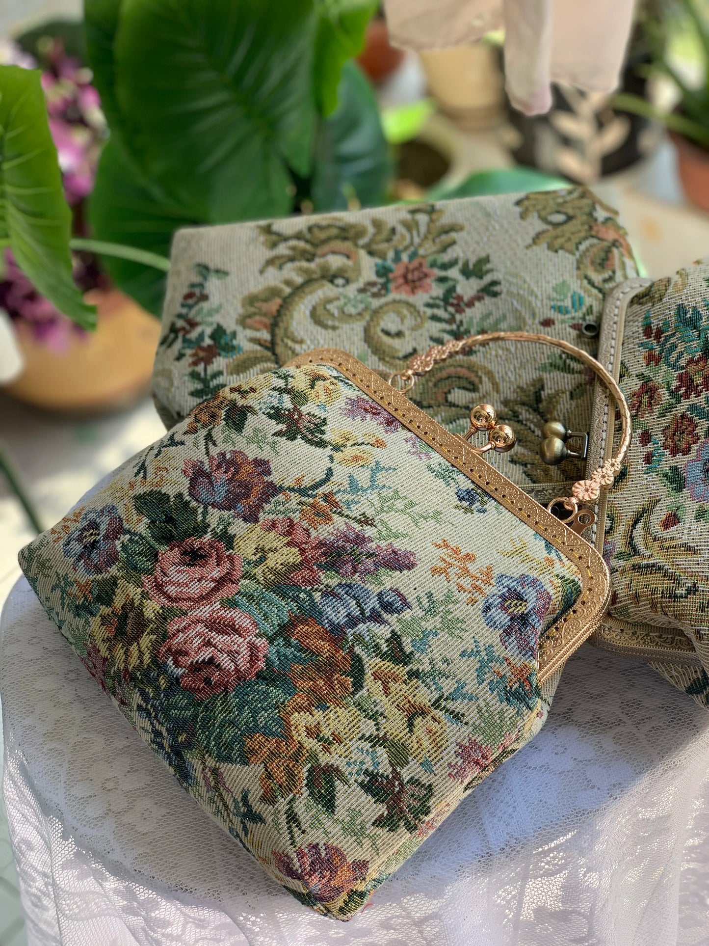 Baroque Floral Tapestry Clutch