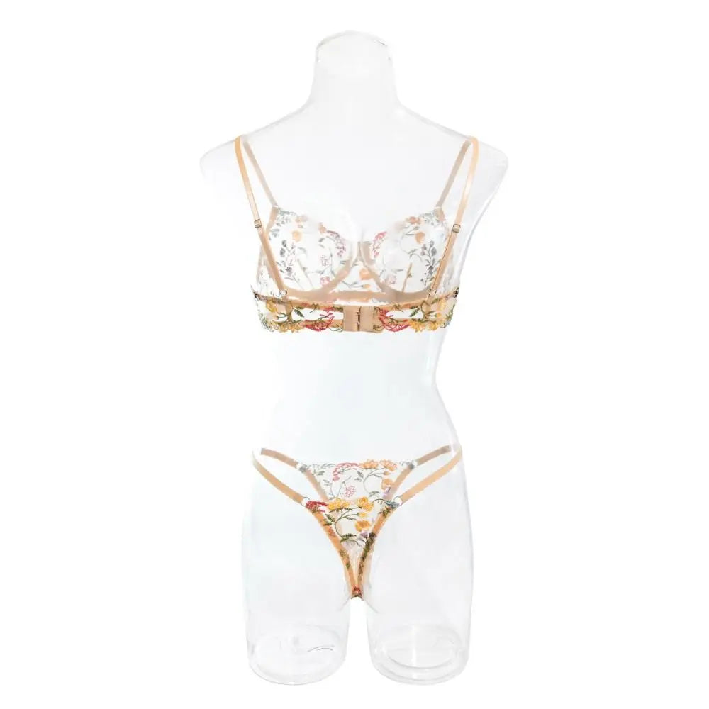 2-Piece Floral Embroidery Lingerie Set