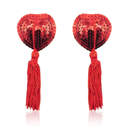 Sequin Tassels Heart Shape Nipple Stickers Pasties