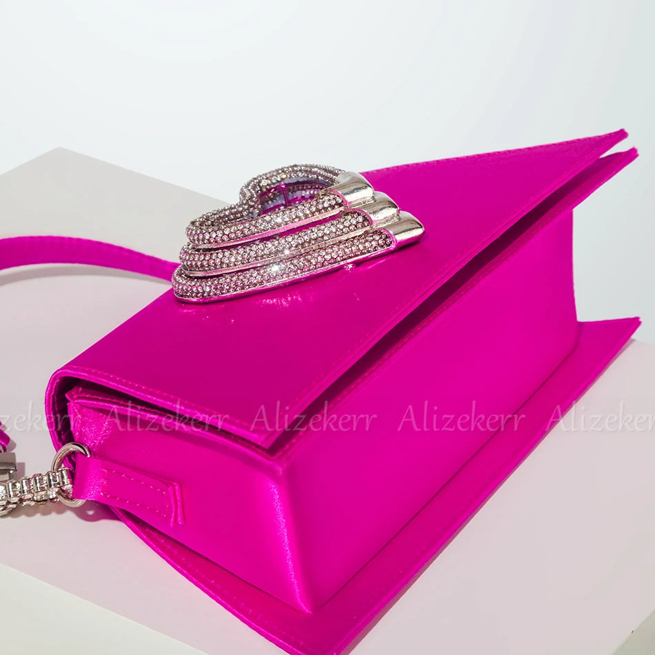 Rhinestone Heart Satin Handbag